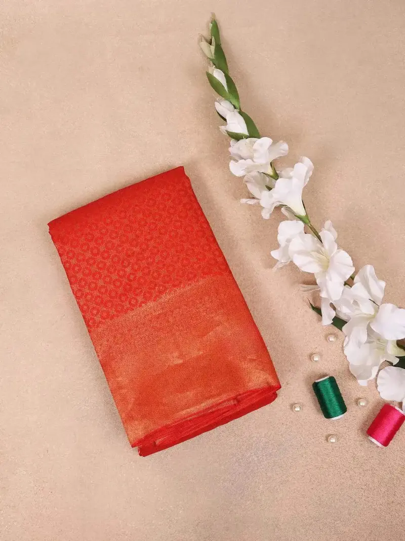 Red Pure Kanchipuram Bridal Silk Saree With Ruby Jacquard Design On The Body With Zari Border 1