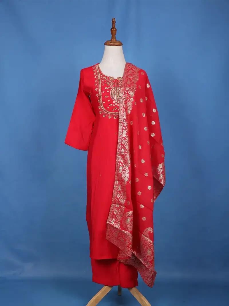 Red Sequins Design Georgette Salwar Suit 1