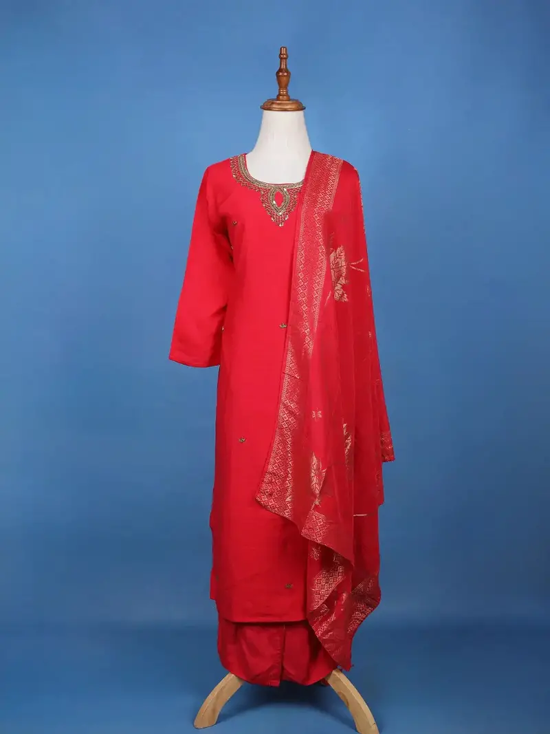 Red Sequins Designed Georgette Salwar Suit 1