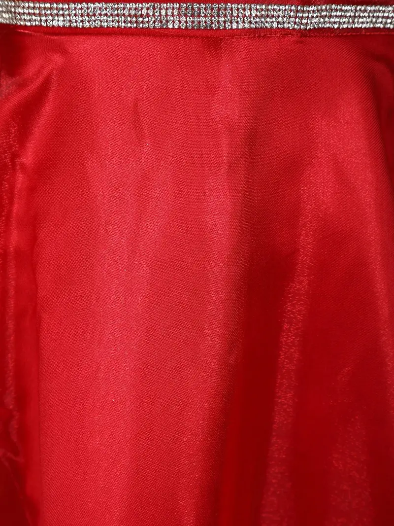 Red Solid Design Organza Party Gown For Girls 8