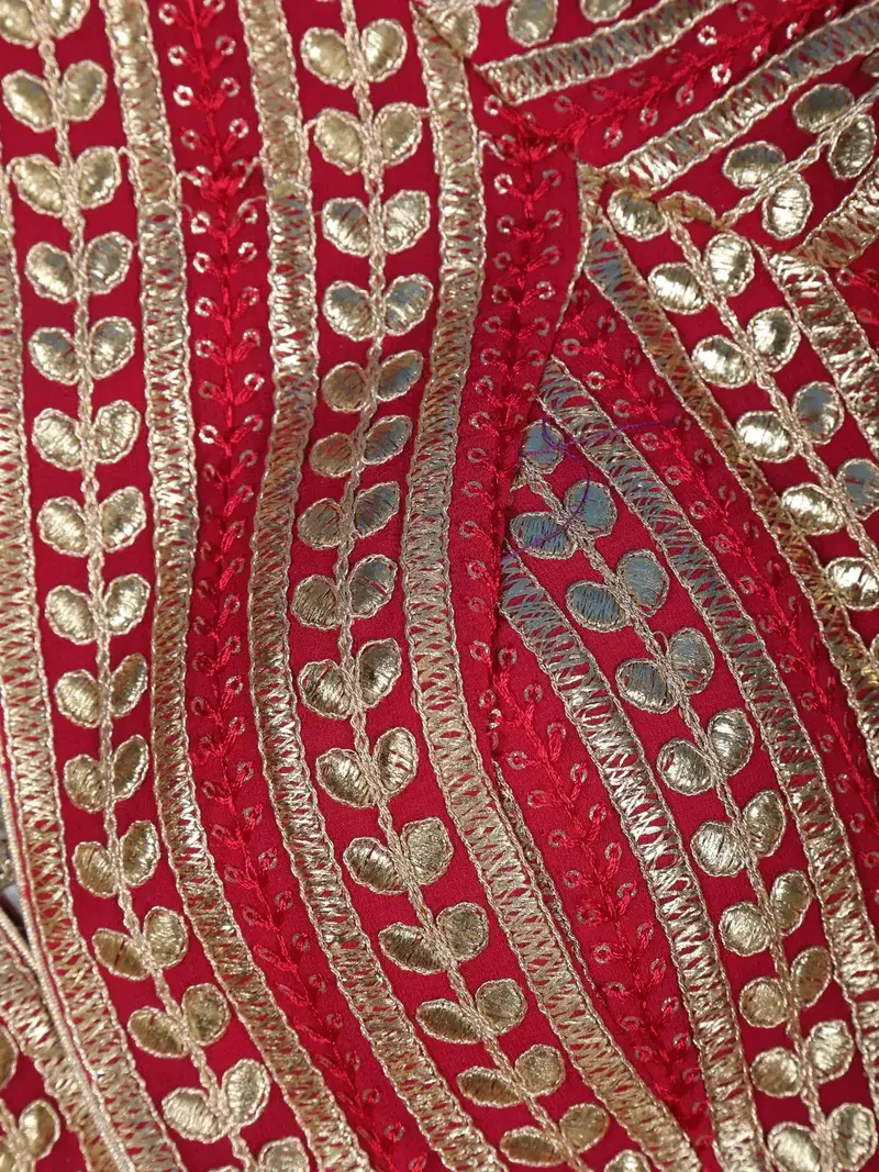Red Striped Design Georgette Readymade Blouse 2