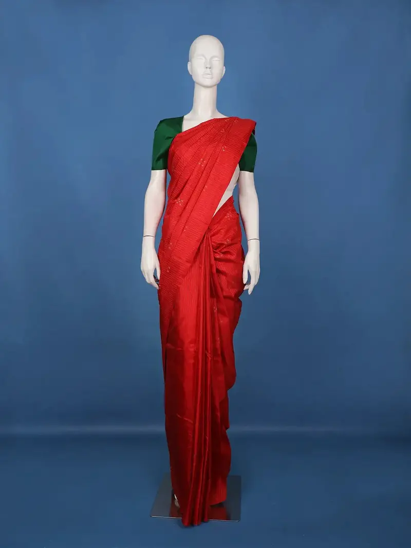Red Striped Woven Pure Kanchipuram Silk Saree 1