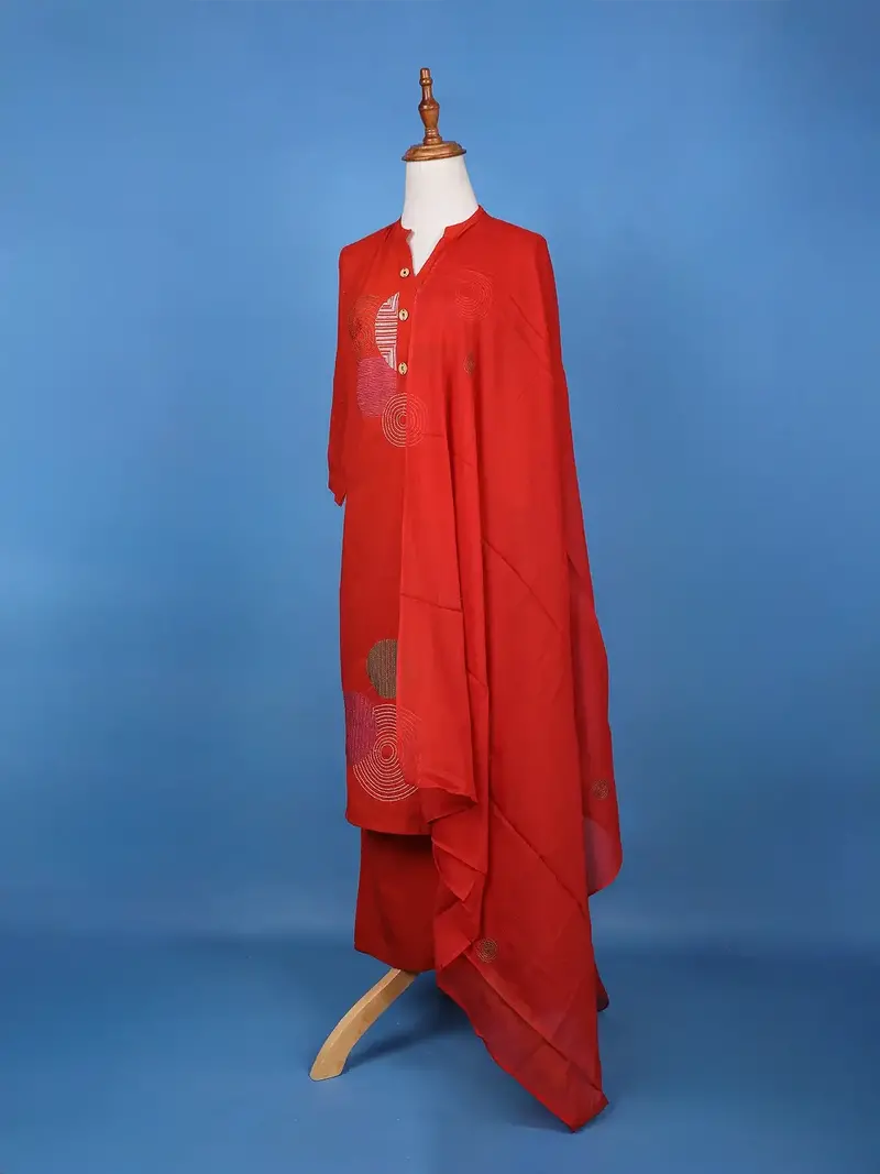 Red Thread Worked Cotton Salwar Suit 3