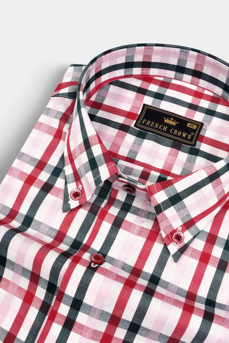 Reddish With White Plaid Twill Premium Cotton Shirt 1