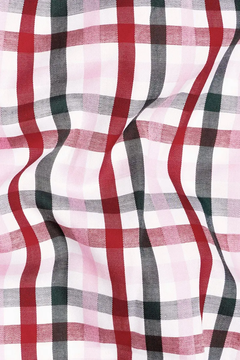 Reddish With White Plaid Twill Premium Cotton Shirt 2