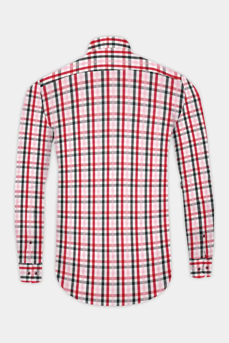 Reddish With White Plaid Twill Premium Cotton Shirt 4