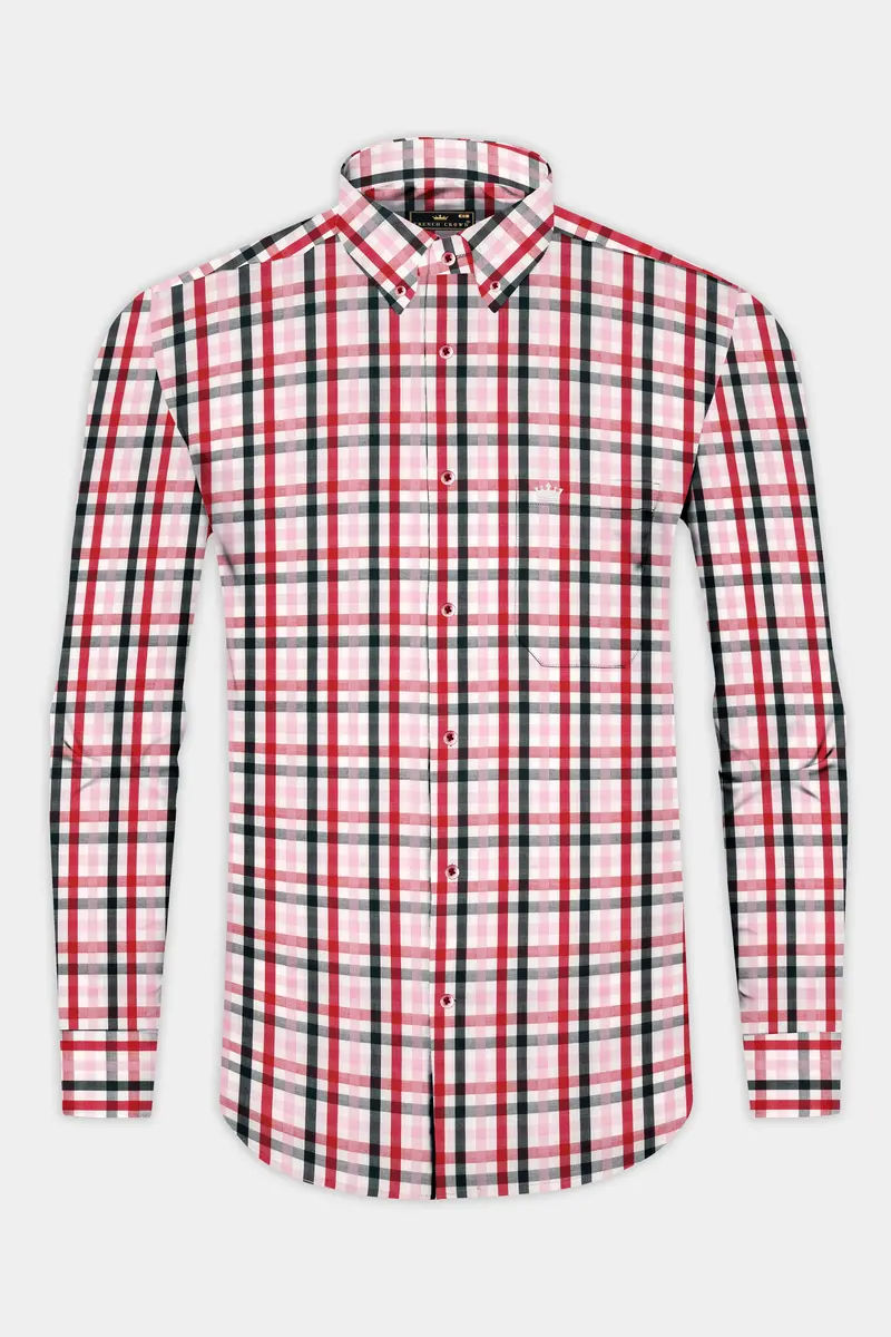 Reddish With White Plaid Twill Premium Cotton Shirt 5
