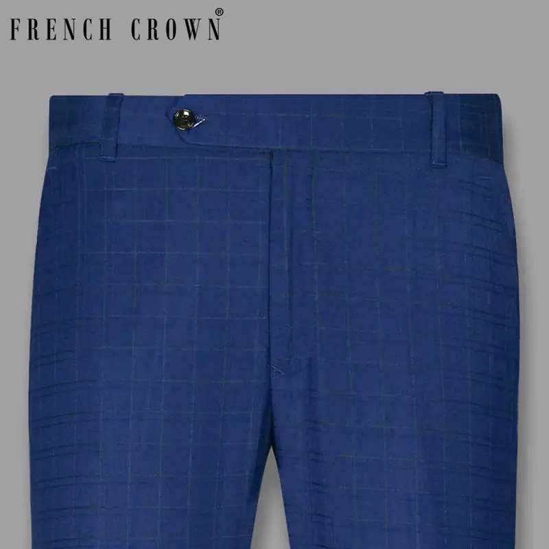 Regal Blue Subtle Windowpane Formal Pant 1