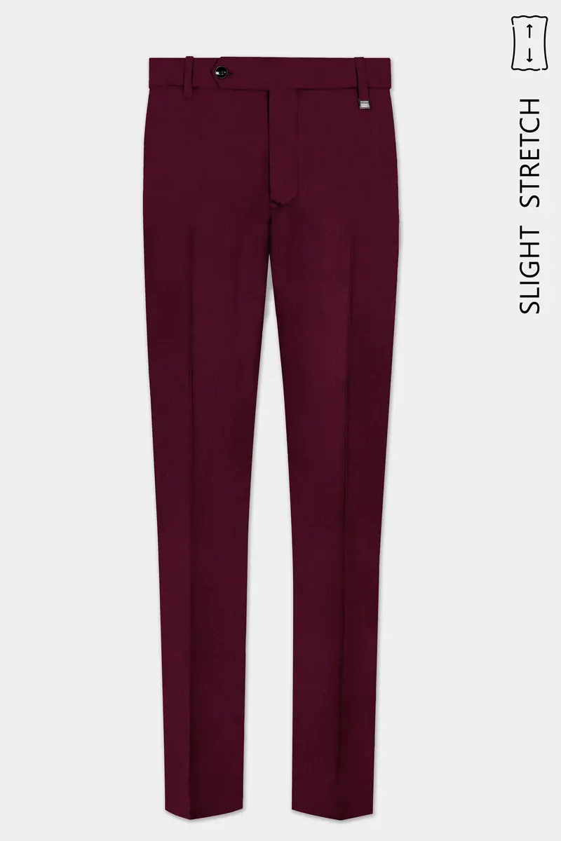 Regal Maroon-Tamarind Solid Wool Rich Bandhgala Slight Stretch Suit 12
