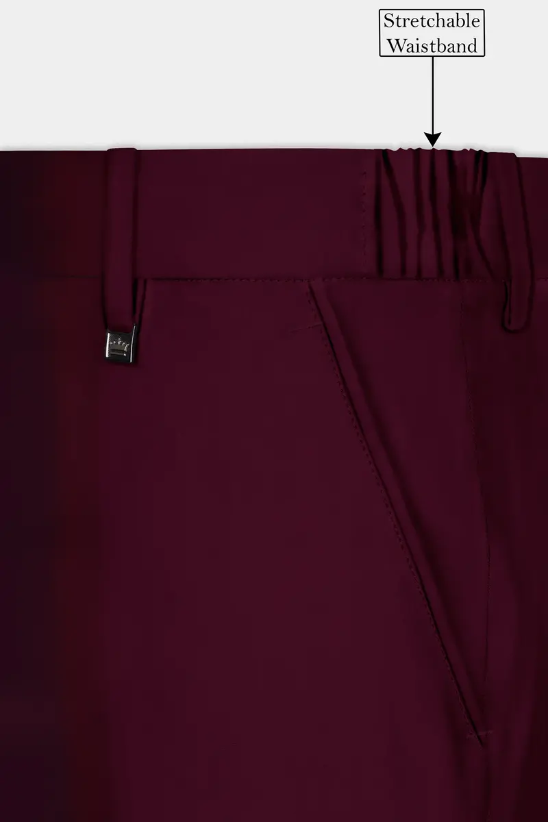 Regal Maroon-Tamarind Solid Wool Rich Bandhgala Slight Stretch Suit 14