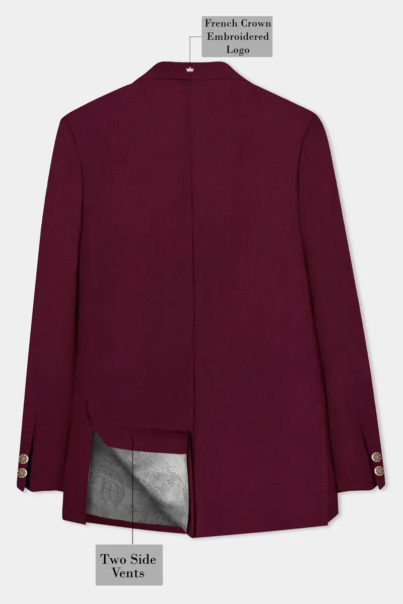 Regal Maroon-Tamarind Solid Wool Rich Bandhgala Slight Stretch Suit 8