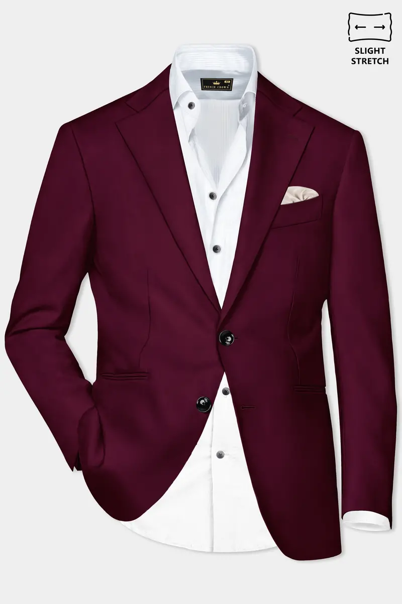 Regal Maroon-Tamarind Solid Wool Rich Single Breasted Slight Stretch Suit 10
