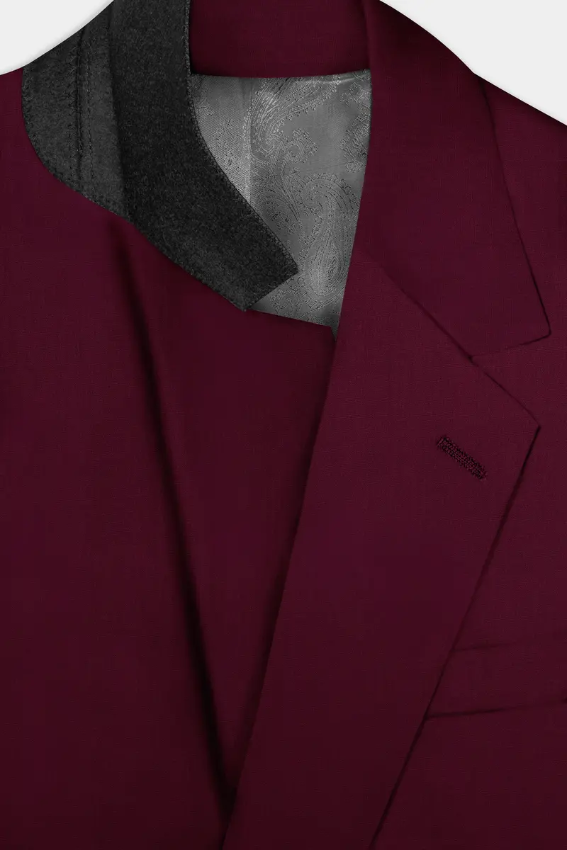 Regal Maroon-Tamarind Solid Wool Rich Single Breasted Slight Stretch Suit 5