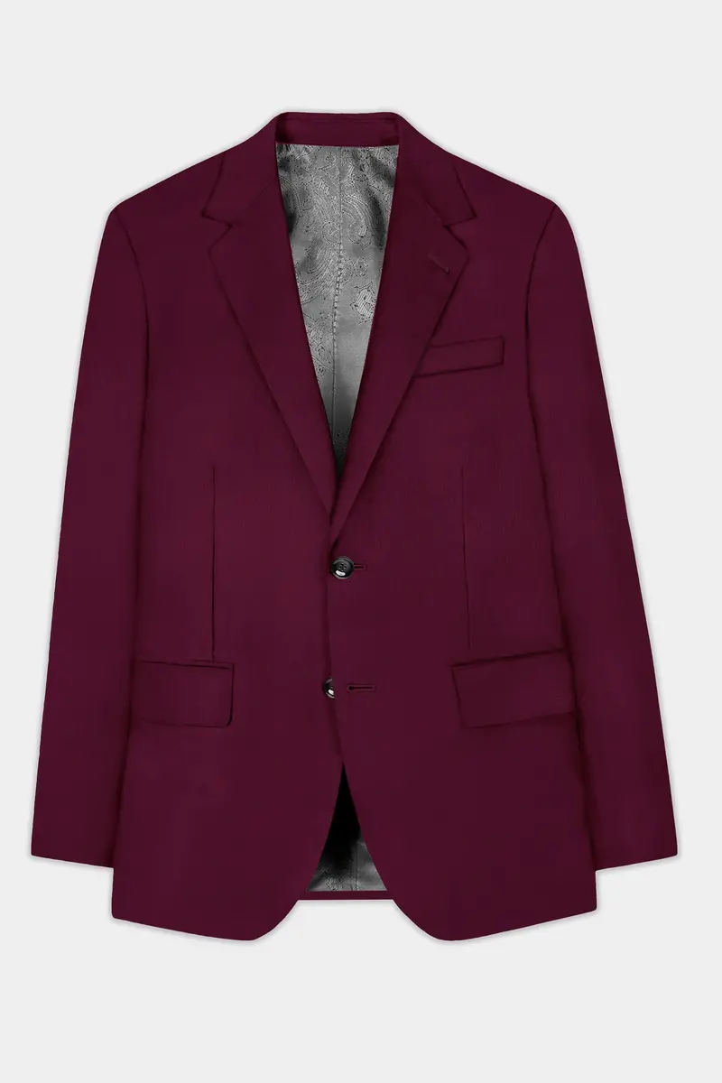 Regal Maroon-Tamarind Solid Wool Rich Single Breasted Slight Stretch Suit 8