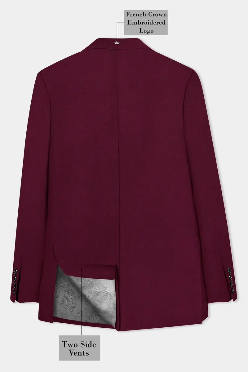 Regal Maroon-Tamarind Solid Wool Rich Single Breasted Slight Stretch Suit 9