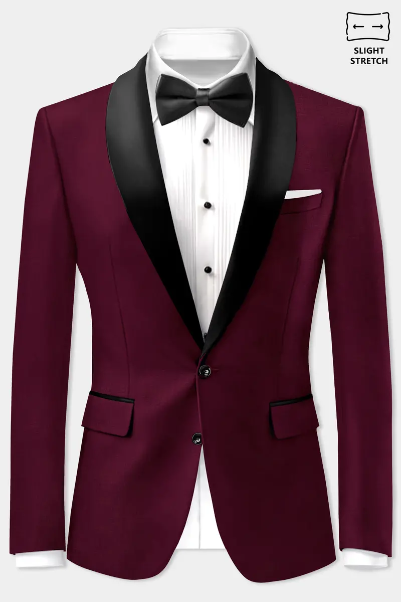 Regal Maroon-Tamarind Solid Wool Rich Tuxedo Slight Stretch Blazer 2