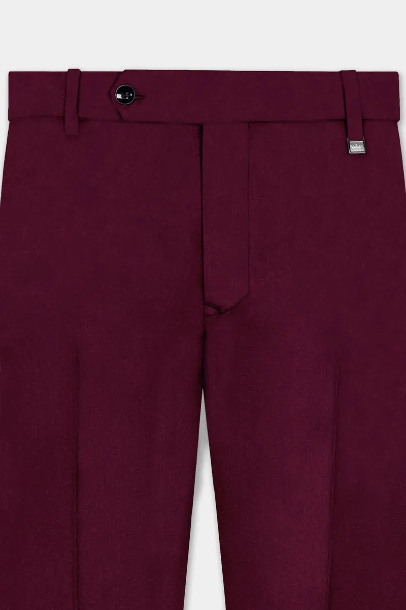 Regal Maroon-Tamarind Solid Wool Rich Tuxedo Slight Stretch Suit 12