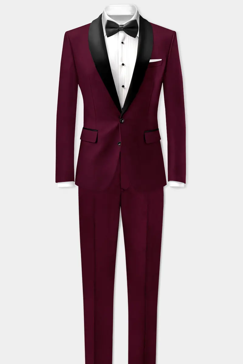 Regal Maroon-Tamarind Solid Wool Rich Tuxedo Slight Stretch Suit 4