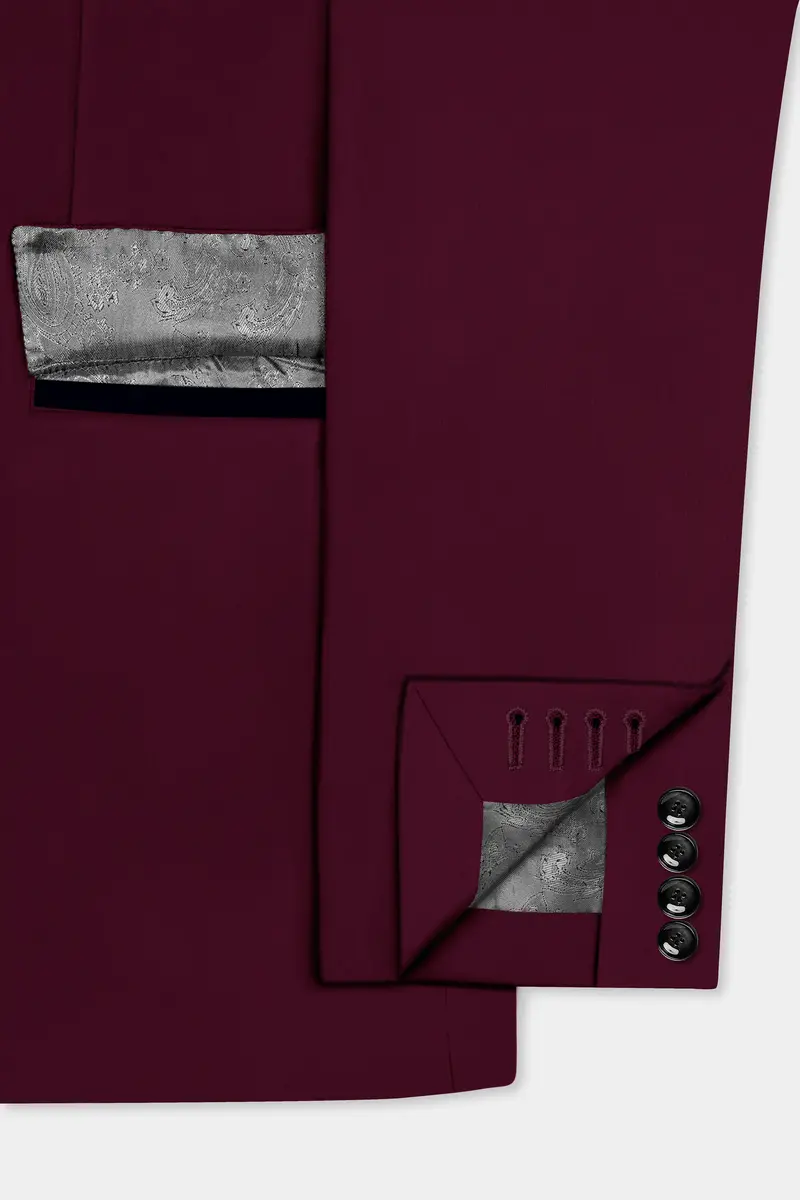 Regal Maroon-Tamarind Solid Wool Rich Tuxedo Slight Stretch Suit 6