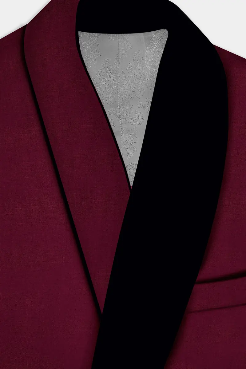 Regal Maroon-Tamarind Solid Wool Rich Tuxedo Slight Stretch Suit 7
