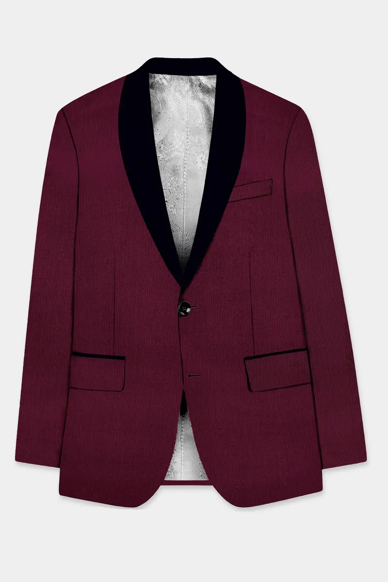 Regal Maroon-Tamarind Solid Wool Rich Tuxedo Slight Stretch Suit 8