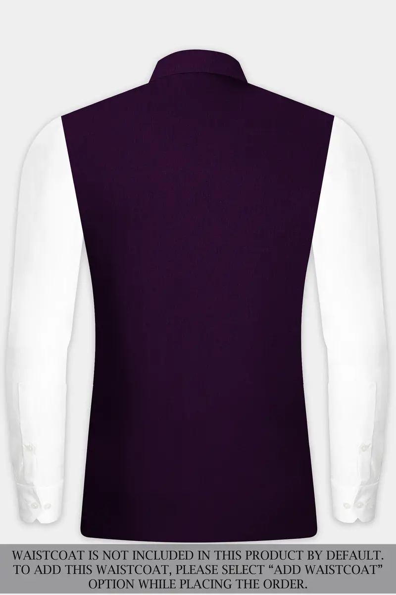Regal Plum-Eggplant Purple Solid Wool Rich Bandhgala Slight Stretch Suit 16