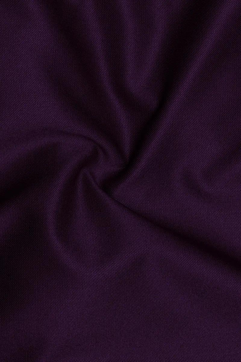 Regal Plum-Eggplant Purple Solid Wool Rich Double Breasted Slight Stretch Blazer 3