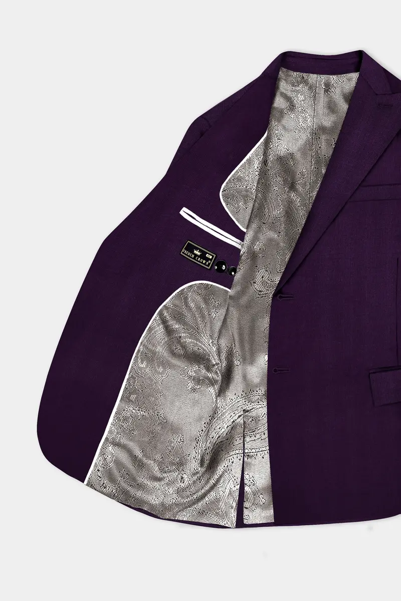 Regal Plum-Eggplant Purple Solid Wool Rich Single Breasted Slight Stretch Blazer 5
