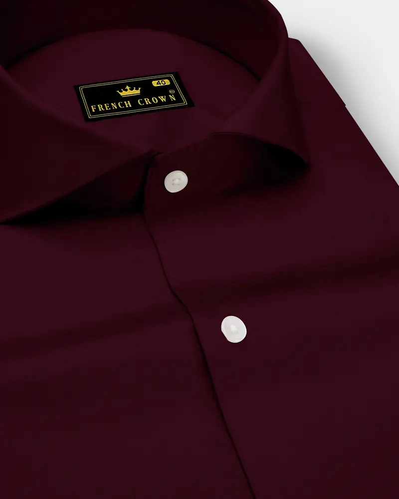 Regalis-Aubergine Maroon Subtle Sheen Super Soft Premium Cotton Cut Away Collar Dress Shirt 1