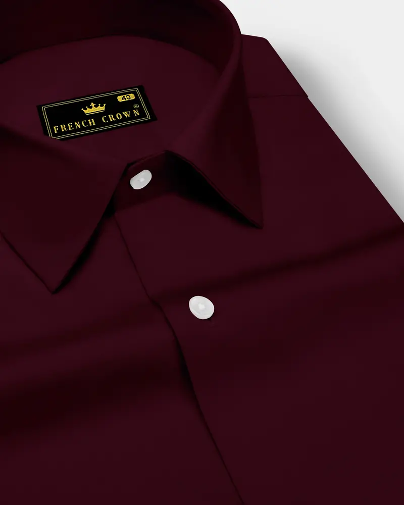 Regalis-Aubergine Maroon Subtle Sheen Super Soft Premium Cotton Dress Shirt 1