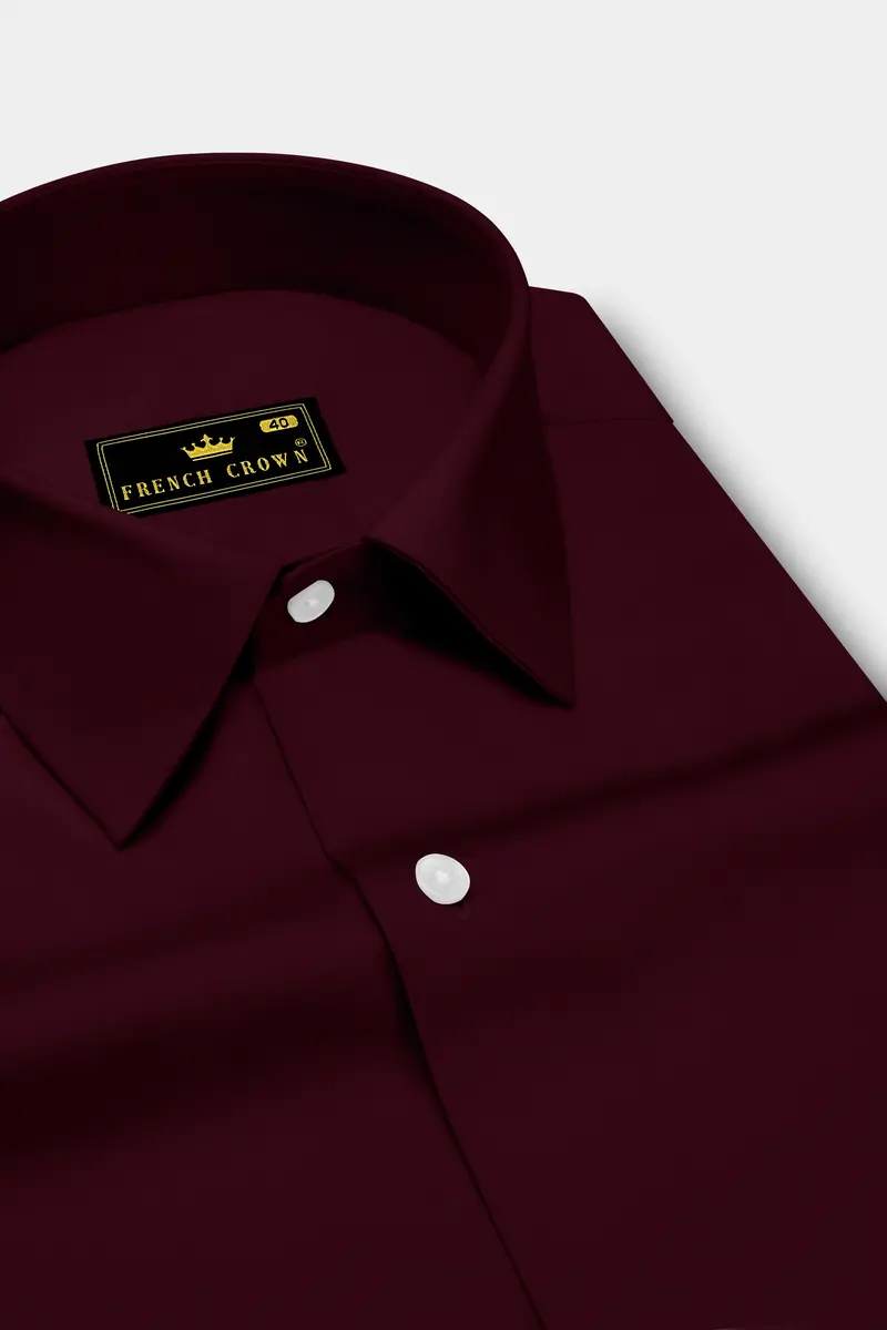 Regalis-Aubergine Maroon Subtle Sheen Super Soft Premium Cotton Dress Shirt 2