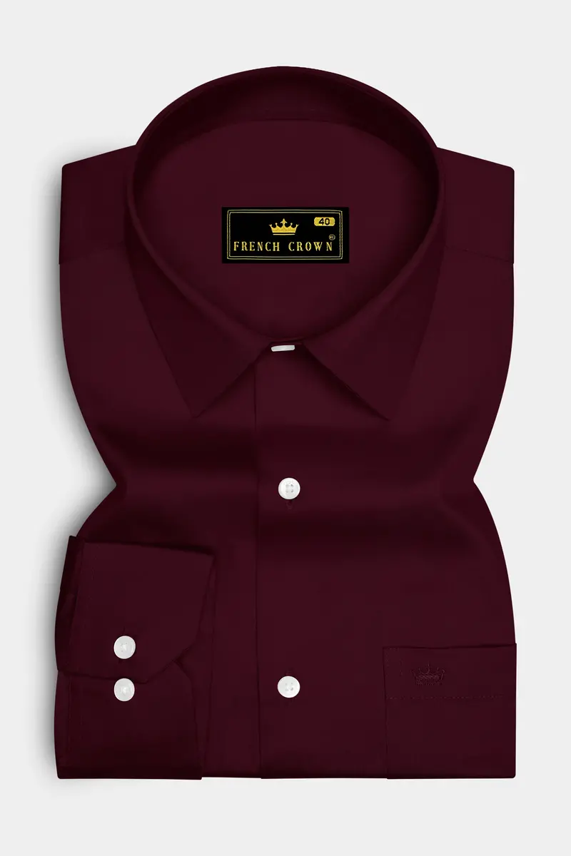 Regalis-Aubergine Maroon Subtle Sheen Super Soft Premium Cotton Dress Shirt 4