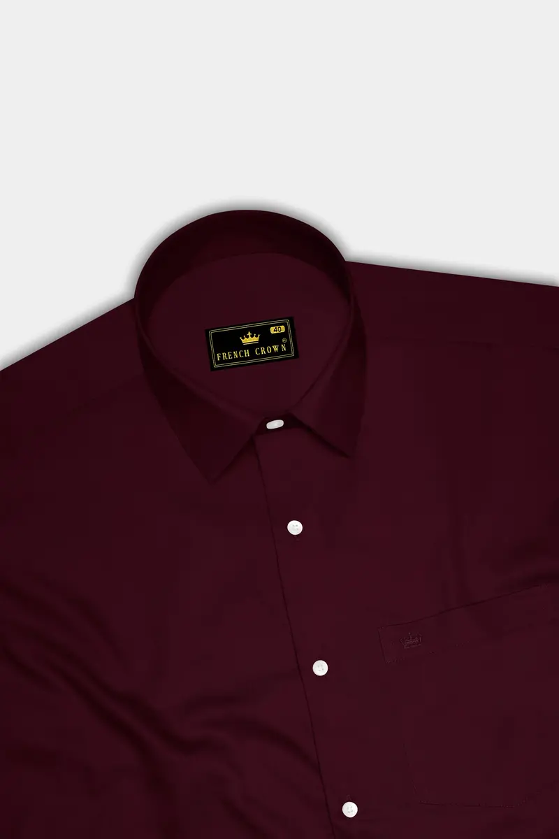 Regalis-Aubergine Maroon Subtle Sheen Super Soft Premium Cotton Dress Shirt 5