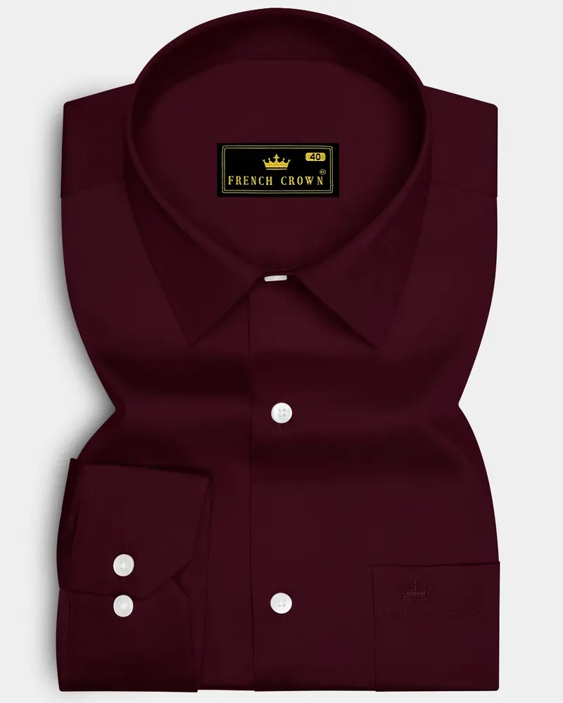 Regalis-Aubergine Maroon Subtle Sheen Super Soft Premium Cotton Dress Shirt 6