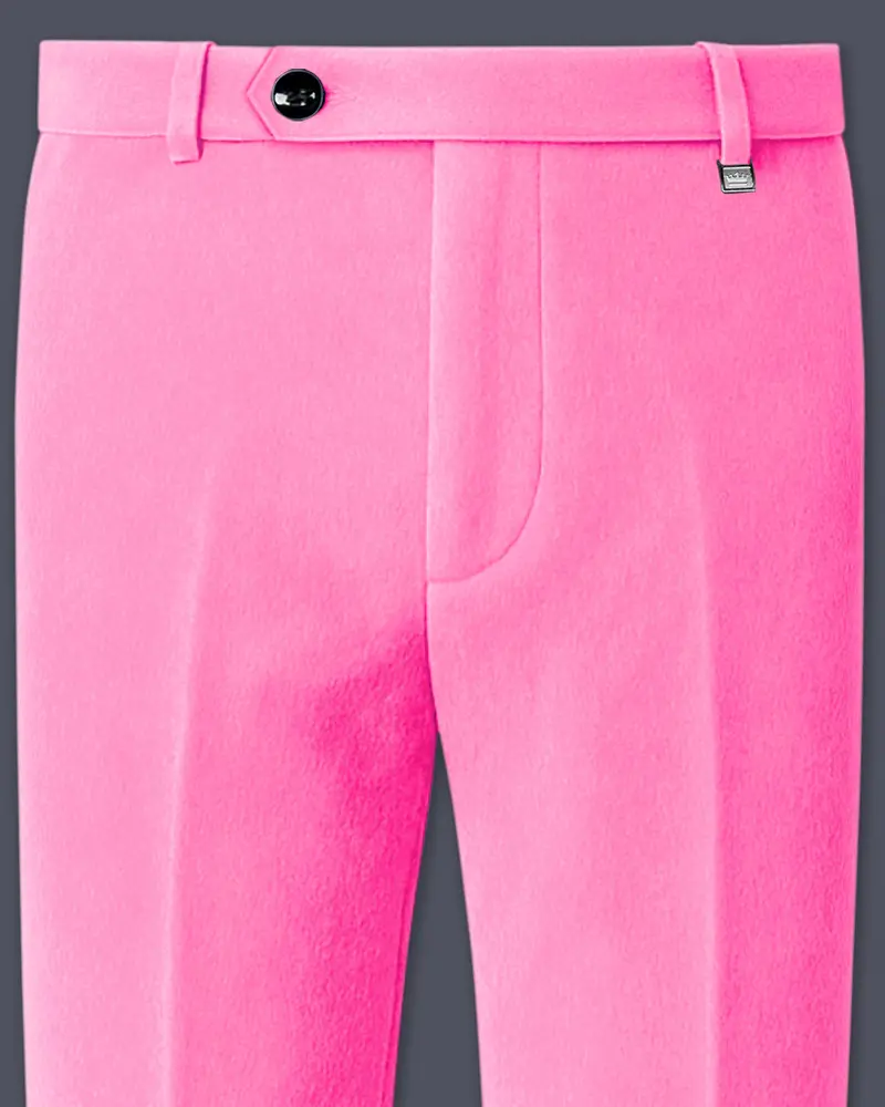Regalis-Carnation Pink Velvet Stretchable Waistband Pant 1