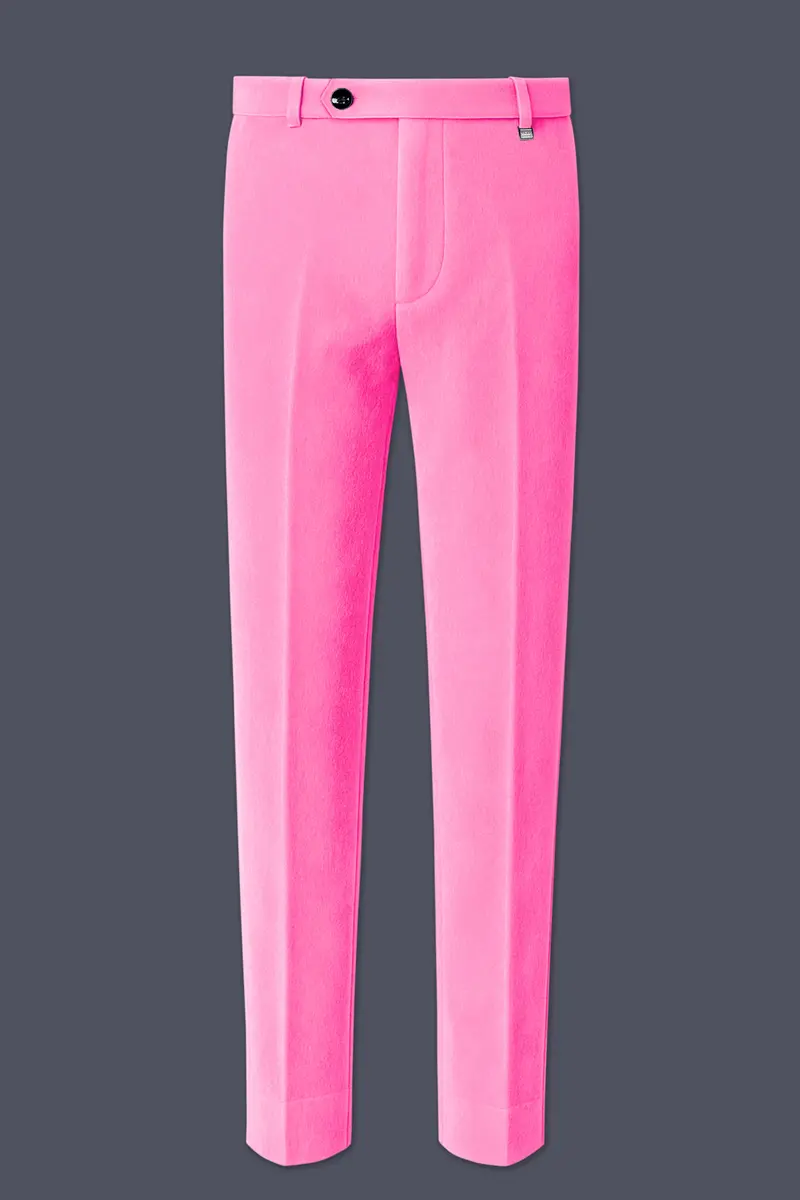 Regalis-Carnation Pink Velvet Stretchable Waistband Pant 2