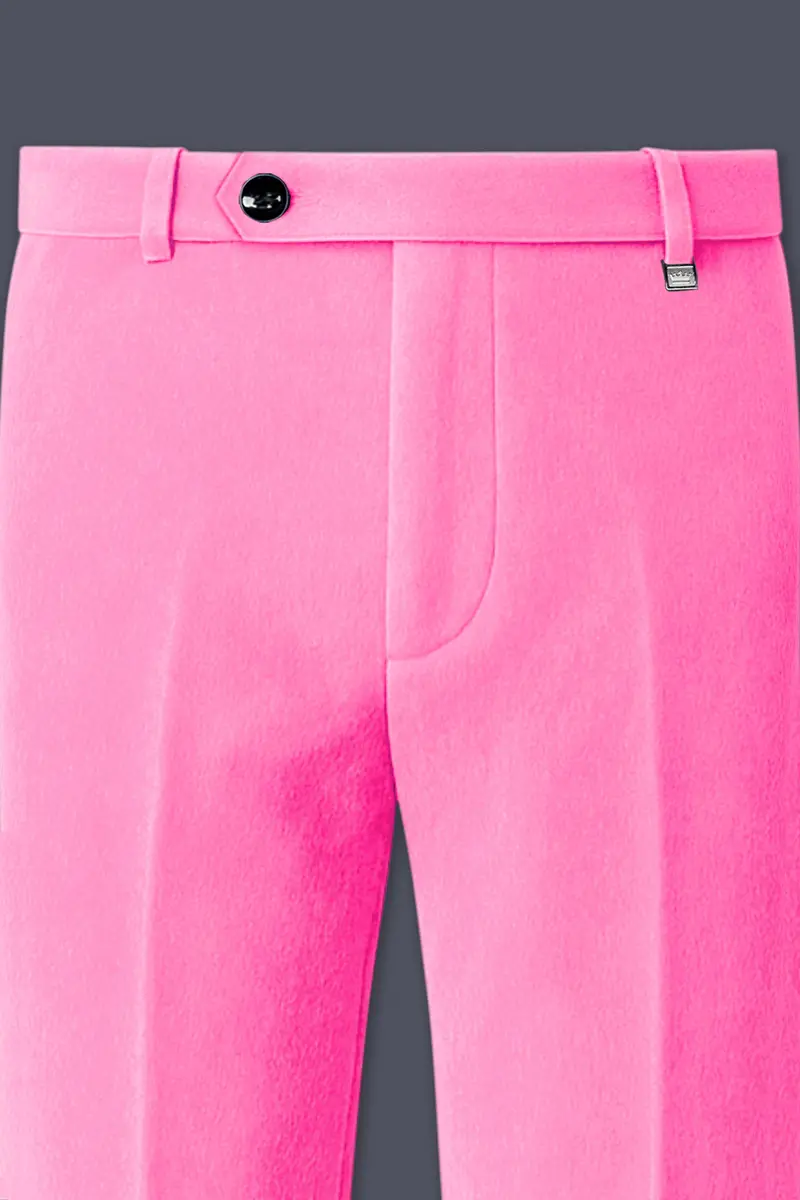 Regalis-Carnation Pink Velvet Stretchable Waistband Pant 4
