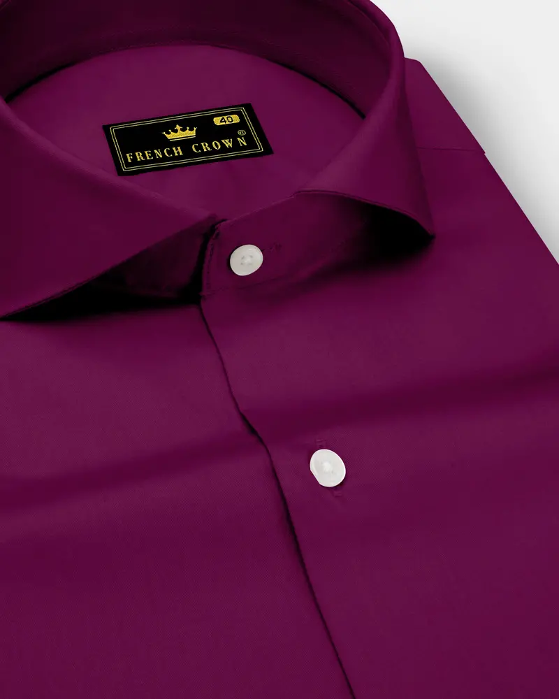 Regalis-Grape Purple Subtle Sheen Super Soft Premium Cotton Cut Away Collar Dress Shirt 1