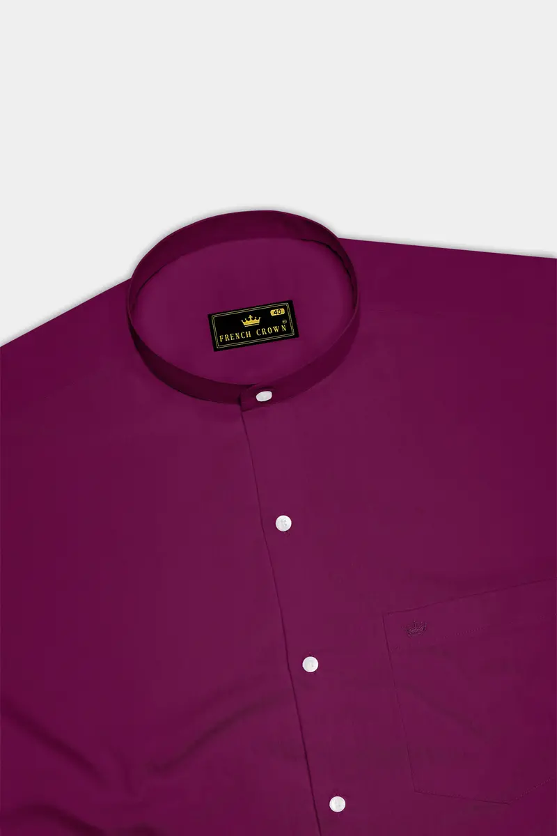 Regalis-Grape Purple Subtle Sheen Super Soft Premium Cotton Mandarin Dress Shirt 5