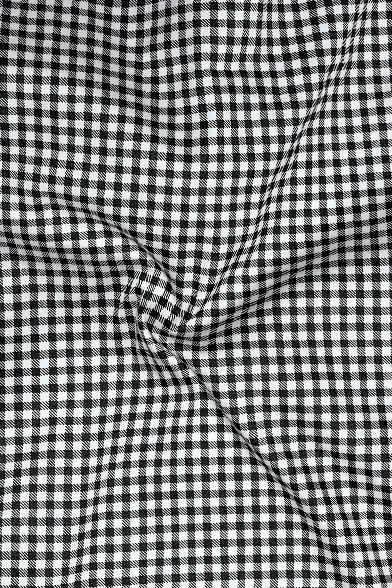 Regalis-Jade Black And Bright White Gingham Plaid Super Soft Premium Cotton Dress Shirt 3