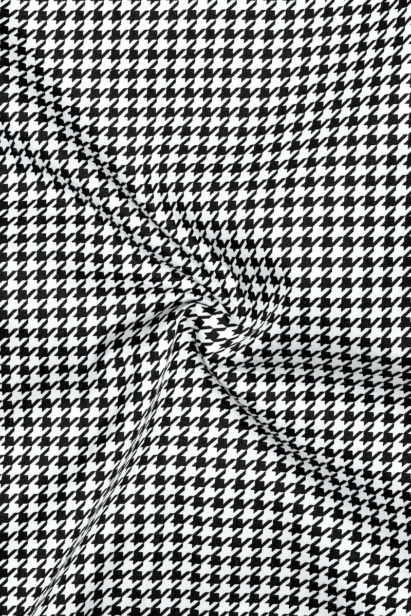 Regalis-Jade Black And Bright White Houndstooth Printed Super Soft Premium Cotton Dress Shirt 3