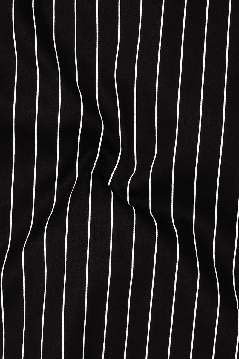 Regalux-Jade Black And Bright White Pin Striped Subtle Sheen Super Soft Premium Cotton Dress Shirt 3