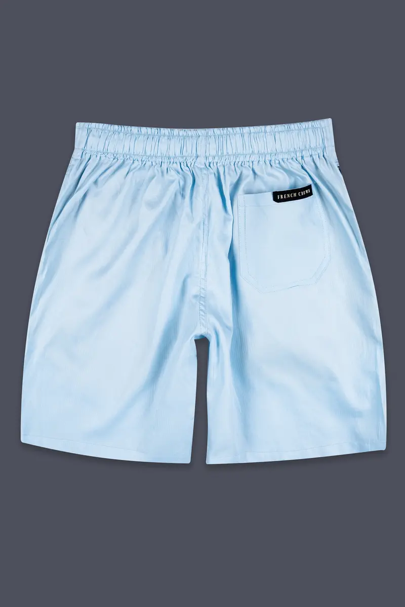 Regent Blue Dobby Textured Giza Cotton Shorts 5
