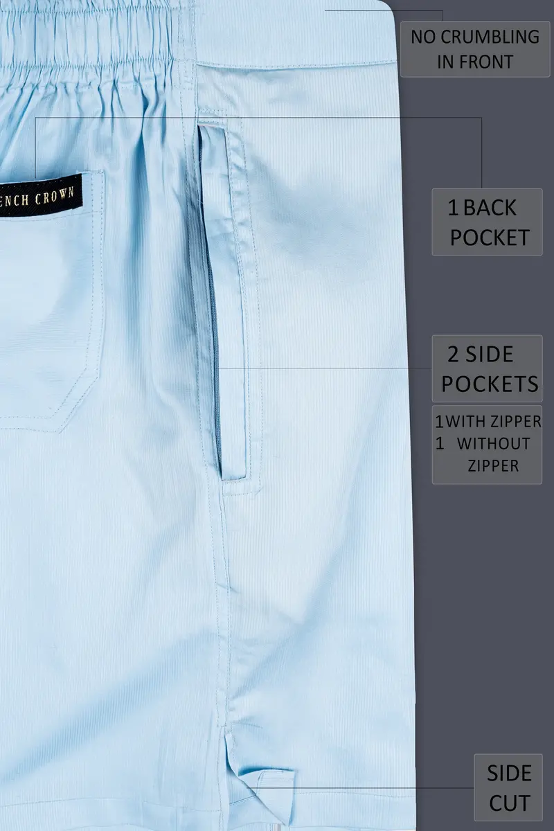 Regent Blue Dobby Textured Giza Cotton Shorts 6