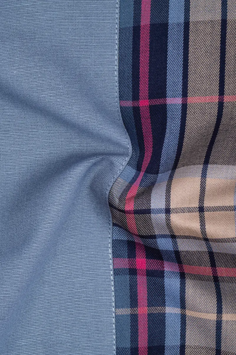 Regent Blue With Mirage Blue And Bizarre Brown Plaid Twill Premium Cotton Designer Shirt 3