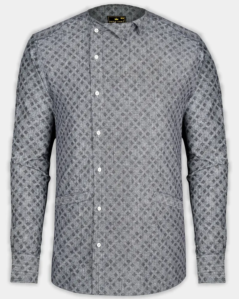 Regent Gray Dobby Textured Premium Giza Cotton Designer Shirt 1