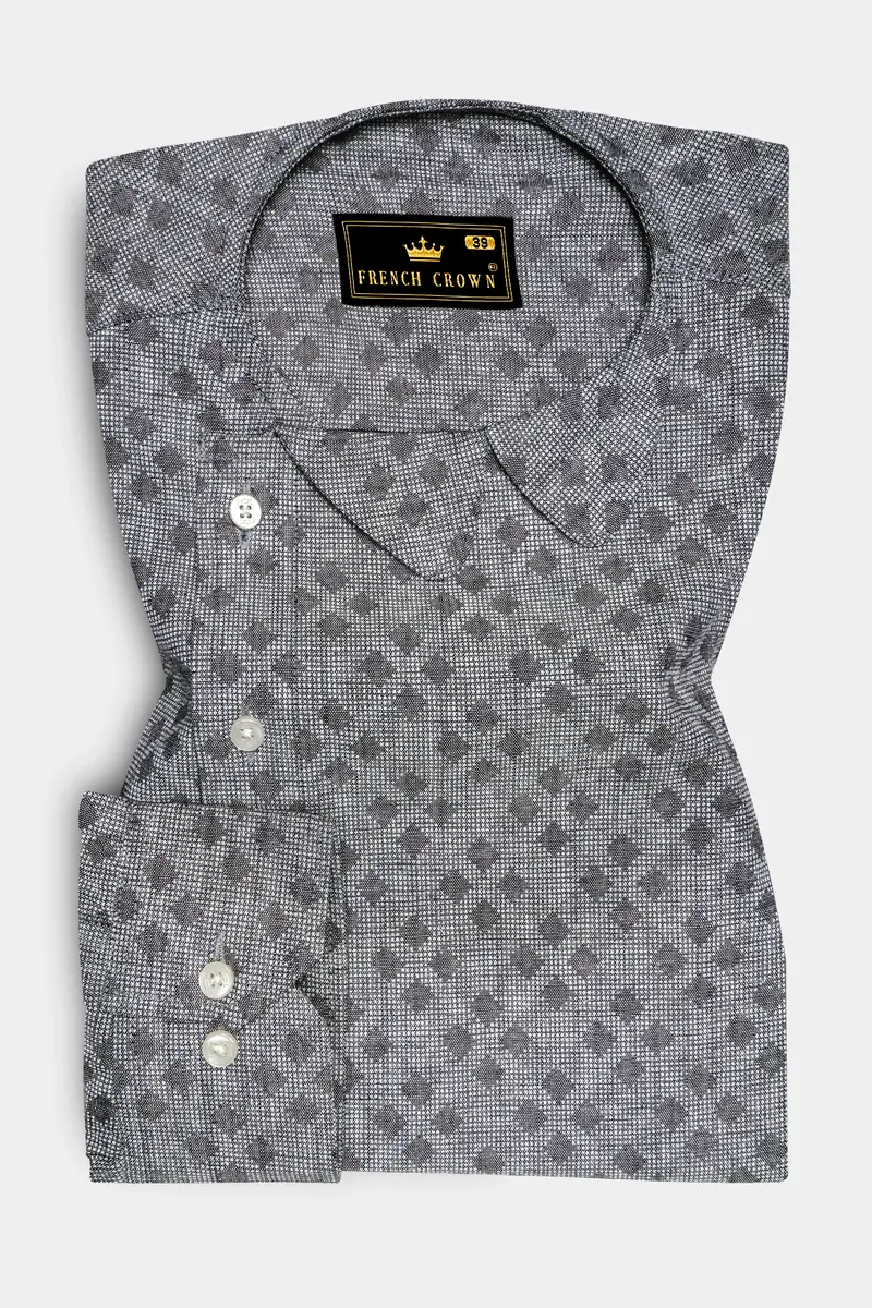 Regent Gray Dobby Textured Premium Giza Cotton Designer Shirt 4