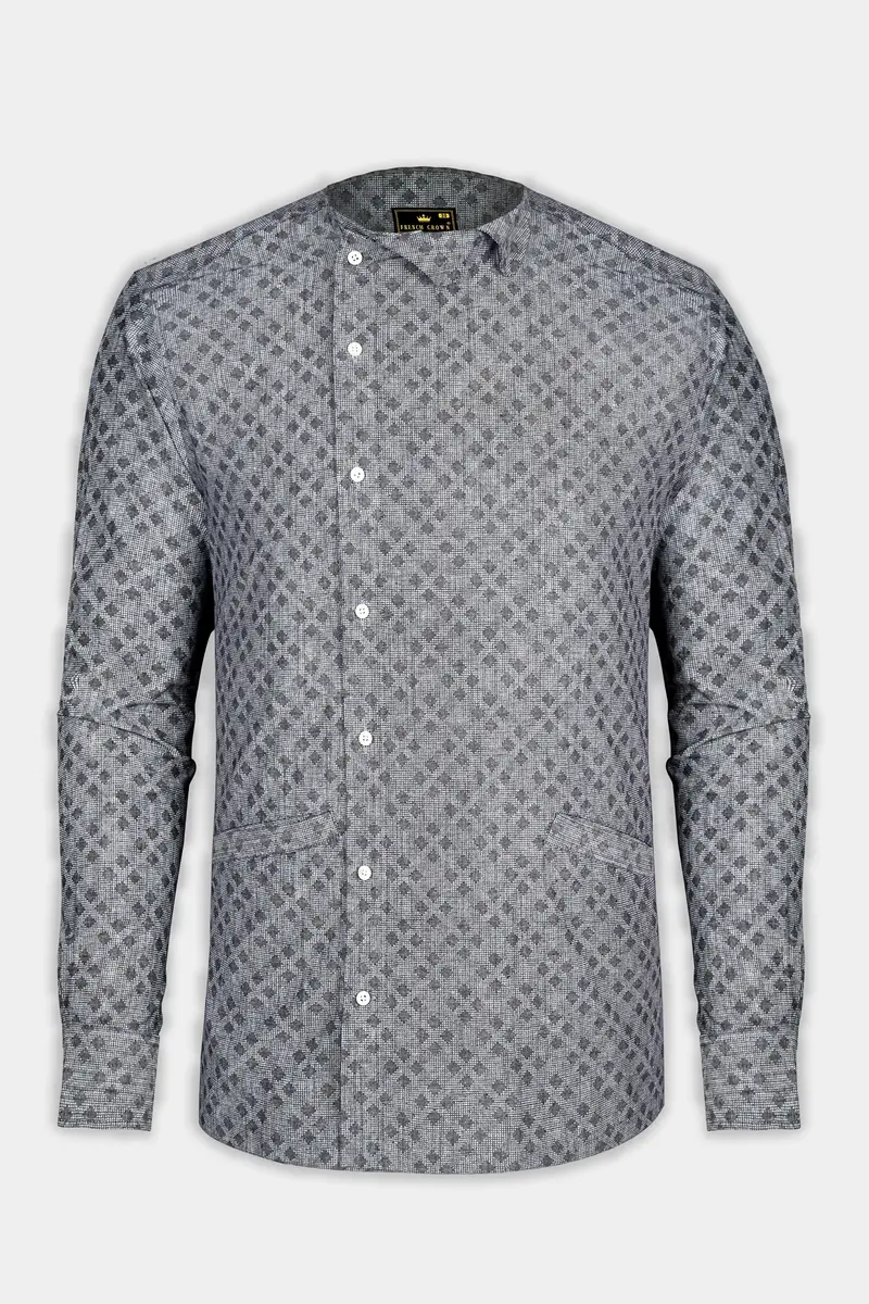 Regent Gray Dobby Textured Premium Giza Cotton Designer Shirt 7