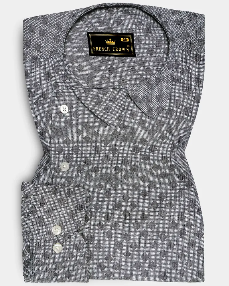 Regent Gray Dobby Textured Premium Giza Cotton Designer Shirt 8