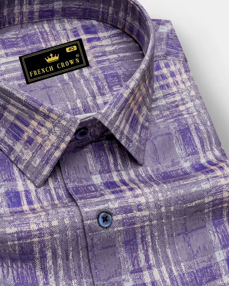 Regent Gray With Scampi Blue Plaid Super Soft Premium Cotton Shirt 1